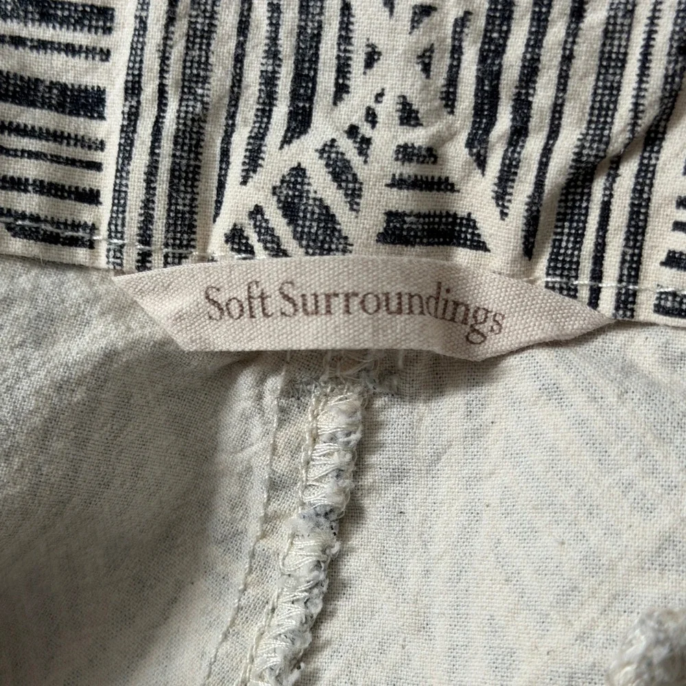 Soft Surroundings Geometric Crop Pants Boho Resort Coastal Cruise Casual Size 14